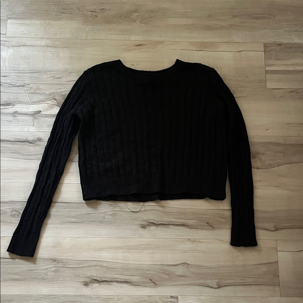 Black Cable Knit Women's Top